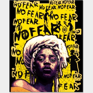 No Fear Strong Black Woman Adinkra Symbol Posters and Art